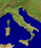 Italy Satellite + Borders 681x800